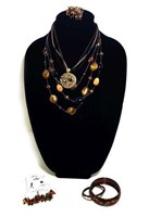 Ensemble of Earth Toned Costume Jewelry
