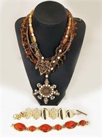 Selection of Amber Toned Costume Jewelry