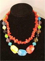 Two Strands of Bright Chunky Glass Beaded