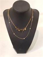 Two Gold Costume Jewelry Necklaces