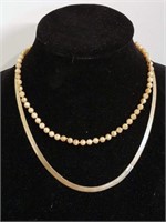 14K Yellow Gold Plated Necklace and Pearl