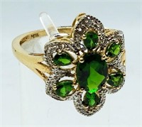 10K Yellow Gold 2.86 ct Chrome Diopside Ring