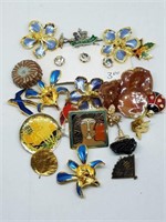 Variety of Flower and Bird Label Pins