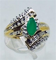 10K White Gold 0.50 ct Emerald Marquis Cut  Ring