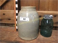 1 gallon wax sealed primitive crock glaze drip