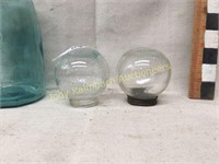 Pair of glass baseball candy containers