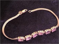 Bracelet 14K Gold w/ 6 Amethyst