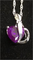 Amethyst and sterling Silver Pendant Necklace