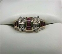Genuine Ruby and Diamond Ring, Size 6
