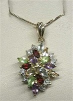 Amethyst, Garnet, Peridot Gemstone Necklace