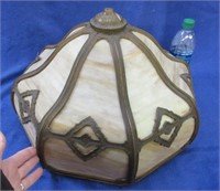 antique stained glass - metal frame lamp shade