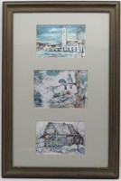 Framed Set of 3 Watercolor Prints by Idaho Artists