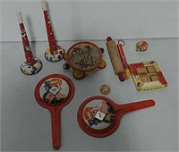 Tin children's toys and noisemakers