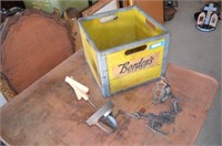 Vtg Borden's Milk Crate w/ Oil Lamp Holder &