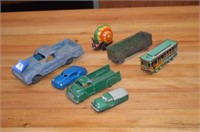 Assortment of Vtg Metal Cars, and Box Cars