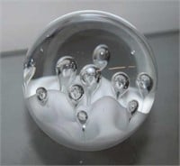 Art Glass Paperweight w/ Controlled Bubbles