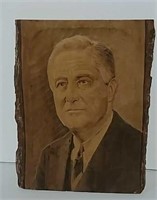 Wood carving of FDR