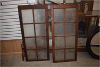 Two Antique Wooden Cabinet Doors w/ Snowflake