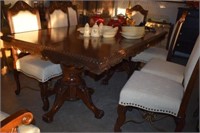 Large Double Pedestal Dining Table w/ Ball &
