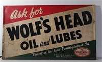 SST Wolf's Head Oil & Lubes sign