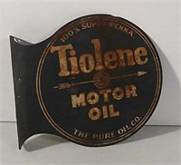 DS flanged Tiolene Motor Oil sign