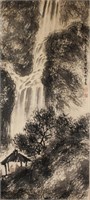 Fu Baoshi 1904-1965 Chinese Watercolour Waterfall