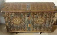 Early 1800's Norwegian Rosemaled Trunk