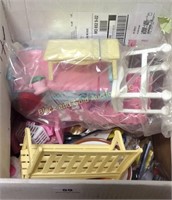 Box lot of miscellaneous doll house toys