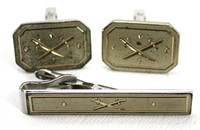 Silver Cuff Links and tie bar