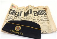 American Legion Hat and Newspaper