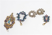 Baroque-Manner Enameled Pin Pendant & More