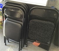 BLACK CARD TABLE W/4 CHAIRS, EXTRA CHAIR