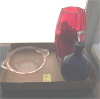 DEPRESSION BOWL , VASE, AND CRUET