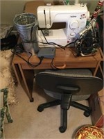 BROTHERS SEWING MACHINE, CHAIR, AND IRON