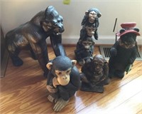 4) MONKEY STATUES AND BEAR
