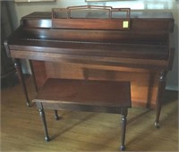 STORY CLARK SPINET PIANO WITH  BENCH