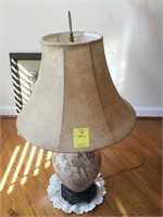 BRASS AND CERAMIC BIRD LAMP