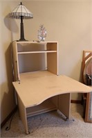 Modern corner sewing cabinet and desk lamp