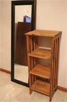 Pine stand and full length wall mirror