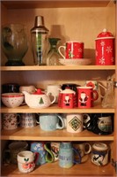 Drink mixer, coffee mugs & Christmas dishes