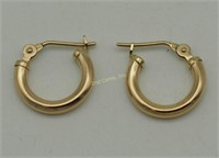 14 Kt Gold Dainty Hoop Post Earrings