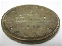 COINS ~ CANADA ONE DOLLAR $1 COIN 1961 Silver