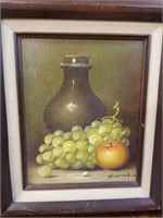 SIGNED K. WOOD OIL ON CANVAS PAINTING STILL LIFE