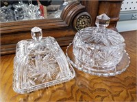 2PC AMERICAN BRILLIANT COVERED CRYSTAL CHEESE DOME