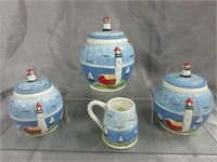 Lighthouse Canisters & Cup
