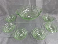 Vaseline Glass Dessert Cups & Bowl