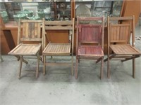 4 Vintage Fold-Up Wood Deck Chairs