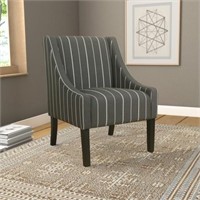 Modern Swoop Accent Chair – Charcoal Stripe