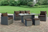 6 Piece Patio Sectional/ Dining Set