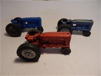 (3) Small Metal Kiddie Hubley Tractors